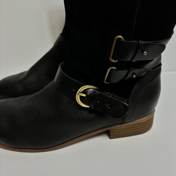 SOFTWALK WOMEN'S RAE COMBAT BLACK LEATHER BLOCK HEEL BOOTS SIZE 7 - Picture 5 of 7